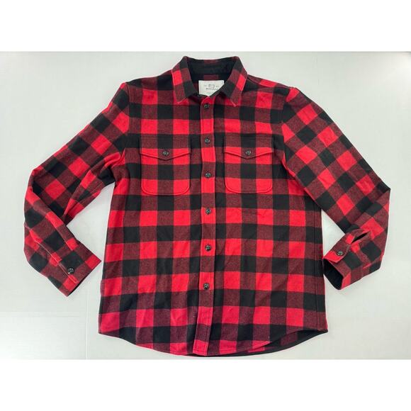 Woolrich Alaskan Melton Wool Overshirt Flannel Men’s Sz L Buffalo Plaid Shacket - Picture 4 of 16